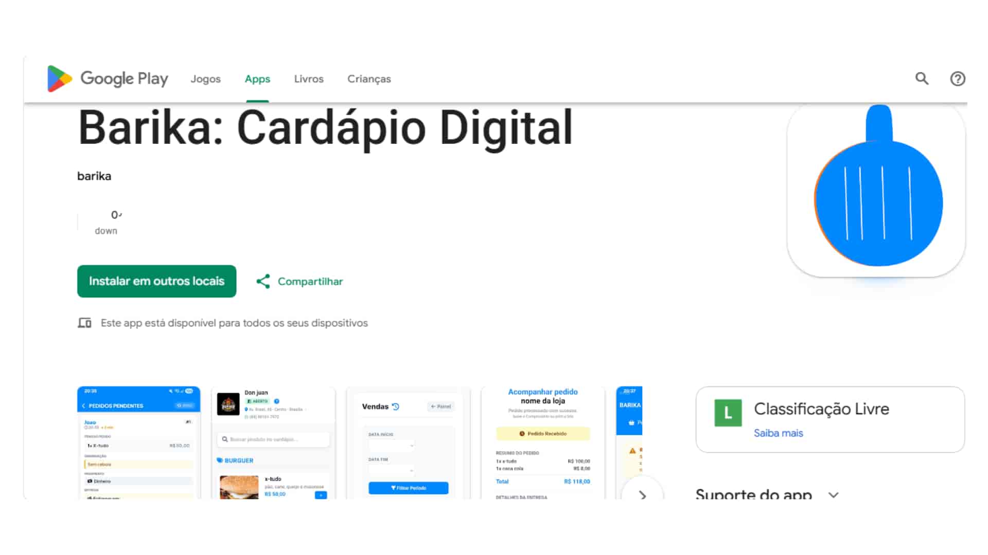 Aplicativo Barika: Cardápio Digital